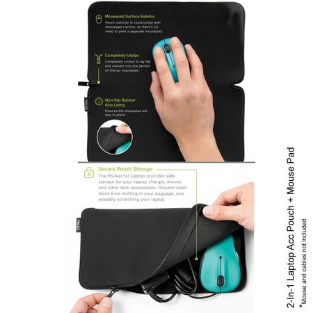 ELECTRIDUCT Travel 2-in-1 Mouse Pad and Charger Pouch- Black UTW-PKL04-BK